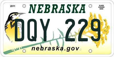 NE license plate DQY229