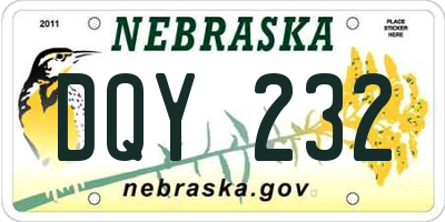 NE license plate DQY232