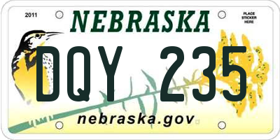 NE license plate DQY235