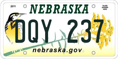 NE license plate DQY237