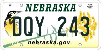NE license plate DQY243