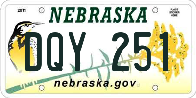 NE license plate DQY251