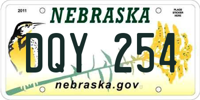 NE license plate DQY254