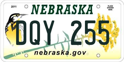 NE license plate DQY255