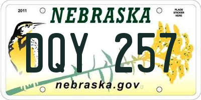 NE license plate DQY257