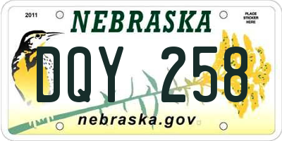 NE license plate DQY258