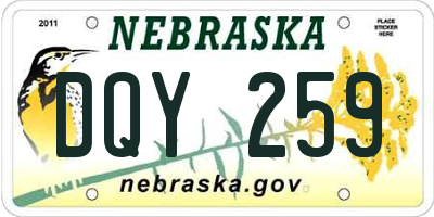 NE license plate DQY259