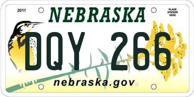 NE license plate DQY266