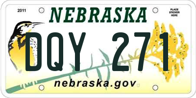 NE license plate DQY271