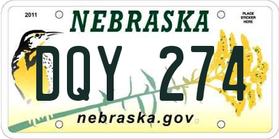 NE license plate DQY274