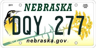 NE license plate DQY277