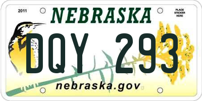 NE license plate DQY293