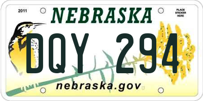 NE license plate DQY294