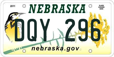 NE license plate DQY296