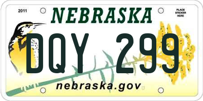 NE license plate DQY299