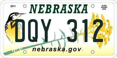 NE license plate DQY312