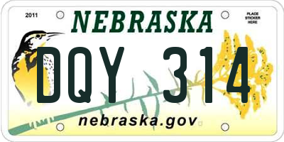 NE license plate DQY314