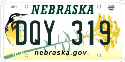 NE license plate DQY319