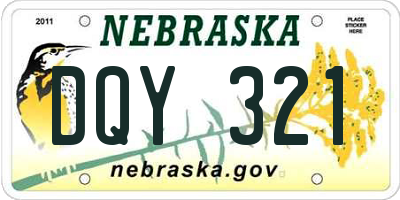 NE license plate DQY321
