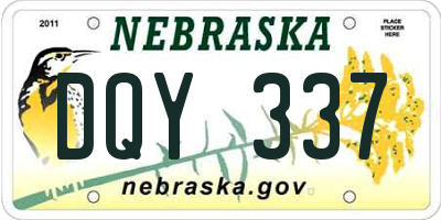 NE license plate DQY337