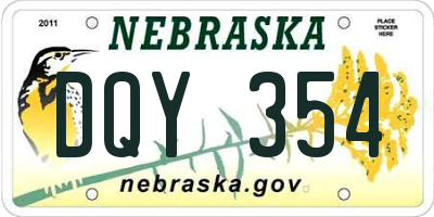 NE license plate DQY354
