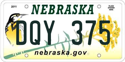 NE license plate DQY375