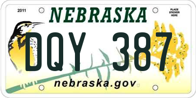NE license plate DQY387