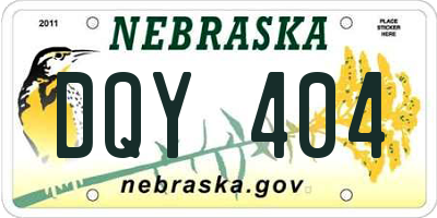 NE license plate DQY404