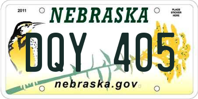 NE license plate DQY405