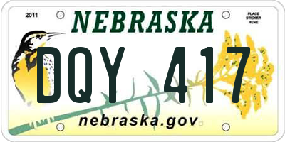 NE license plate DQY417