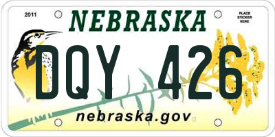 NE license plate DQY426