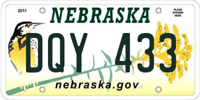 NE license plate DQY433