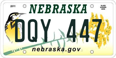 NE license plate DQY447