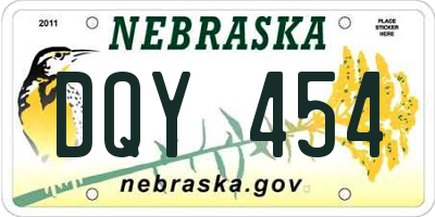 NE license plate DQY454