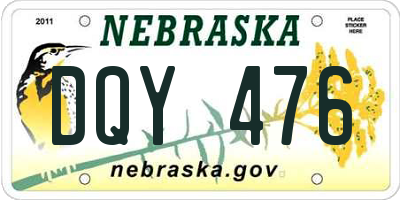 NE license plate DQY476