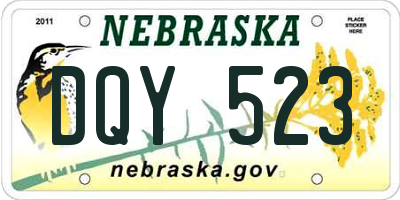 NE license plate DQY523