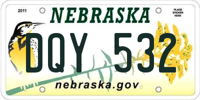 NE license plate DQY532