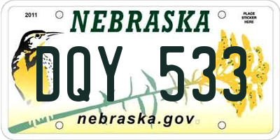 NE license plate DQY533