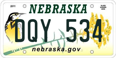 NE license plate DQY534