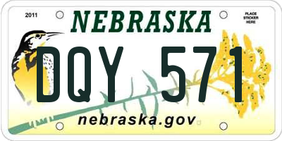 NE license plate DQY571