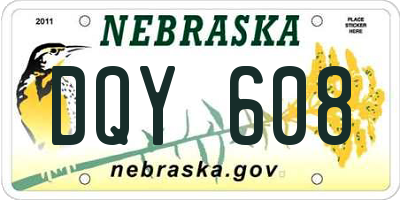 NE license plate DQY608