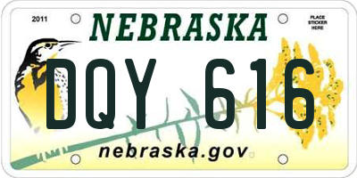 NE license plate DQY616
