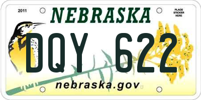 NE license plate DQY622
