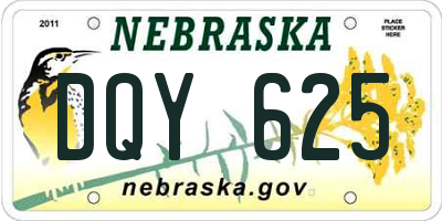 NE license plate DQY625