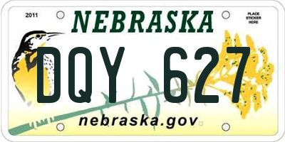 NE license plate DQY627