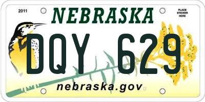 NE license plate DQY629