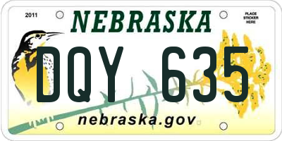 NE license plate DQY635
