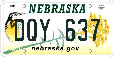 NE license plate DQY637