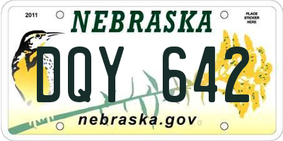 NE license plate DQY642