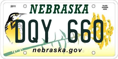 NE license plate DQY660